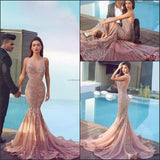 Charming Blush Pink Mermaid Prom Dress,Prom Dress with Appliques Beading,SVD423