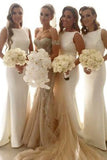 Fabulous White Simple Mermaid Women Long Wedding Party Bridesmaid Dresses,SVD468