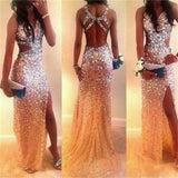 Gorgeous Long Backless Prom Dresses,Glittering Prom Dresses,Popular Prom Dresses,SVD375