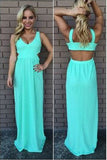 Long Blue Prom Dress,Backless Prom Dress,Chiffon Prom Dress,evening dress,SVD307