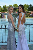 Decent Mermaid Lavender Backless Prom Dress with Beading,SVD323