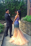Elegant Two Pieces Tulle Mermaid Prom Dresses with Beading,SVD327