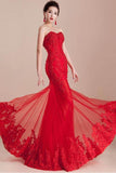 Decent Long Mermaid Lace Sweetheart Prom Dress with Appliques and Beading,SVD333