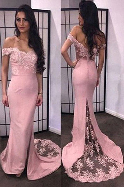 Decent Sweetheart Mermaid Off shoulder Long Prom Dress with Sweep Train,SVD335