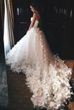 Elegant Wedding Dress Bridal Gown,Modest Tulle Wedding Dresses With Flowers, SW119