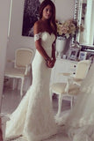 Charming Mermaid Long Wedding Dresses, Formal Off Shoulder Wedding Gown, SW120