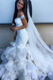 Fabulous Mermaid Sweetheart Off Shoulder Wedding Dresses, Ruffles Bridal Gown, SW137