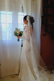 Mermaid Wedding Dress with Slit, Long Sleeve Lace See Through Wedding Dresses, SW173 at simidress.com