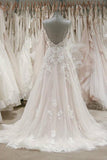 Ivory Tulle Lace Spaghetti Straps A Line Floor Length Wedding Dresses, SW175 at simidress.com