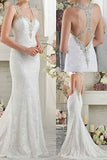 Gorgeous White Lace Mermaid Sweetheart Long Wedding Dress with Sweep Train, SW176
