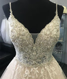 Gorgeous A-line Spaghetti Straps Tulle Lace Long Wedding Dress, SW182 at simidress.com
