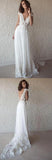 Buy Ivory See Through Boho Cap Sleeve Beach Wedding Dresses Bridal Dresses, SW200 from simidress.com