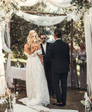 Elegant Ivory Off the Shoulder Lace Wedding Dresses Beach Wedding Dresses, SW206