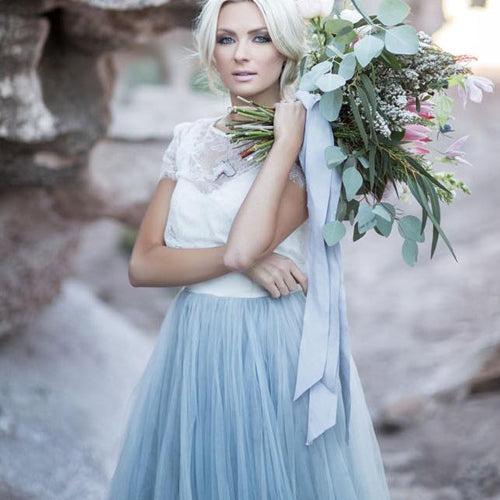 Chic Lace Scoop Short Sleeves Wedding Dresses With Sweep Train Bridal Gown, SW217|simidress.com