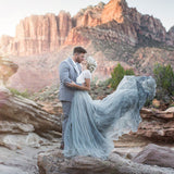 simidress.com offer Chic Lace Scoop Short Sleeves Wedding Dresses With Sweep Train Bridal Gown, SW217