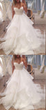 simidress.com offer Charming Ivory Sweetheart A-line Strapless Tulle Long Beach Wedding Dresses, SW247