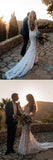 Gorgeous White Long Sleeve Lace V-neck Boho Beach Wedding Dresses, SW250 offered by www.simidress.com