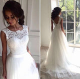 White Sleeveless Wedding Dresses, Sexy Bridal Gowns with Appliques, SW25