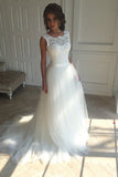 White Sleeveless Wedding Dresses, Sexy Bridal Gowns with Appliques, SW25