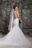 Gorgeous Lace Backless Mermaid Spaghetti Straps Wedding Dresses with Appliques, SW261|www.simidress.com