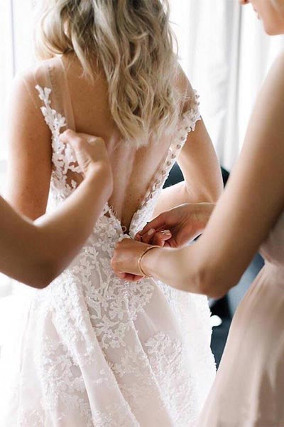 simidress.com | Gorgeous White Vintage A-line Lace Illusion Neck Wedding Dresses | Bridal Gowns, SW262