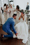 White Chiffon Cheap Two Piece 3/4 Sleeve Wedding Dresses | Bridal Gowns, SW263|simidress.com
