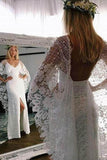 Unique Ivory Sheath Boho Bohemian Lace Rustic Wedding Dresses | Bridal Gown, SW270 | simidress.com