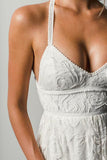 White Lace Spaghetti Straps A-line V-neck Wedding Dresses with Side Slit, SW276 | www.simidress.com