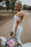 www.simidress.com | Gorgeous White Lace Mermaid Sweetheart Neck Wedding Dresses | Bridal Dress, SW282-4
