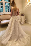 Fabulous Vintage Rustic A-line V-neck Beaded Lace Wedding Dresses Bridal Gown, SW283