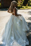 Gorgeous Tulle A-line Backless Boho Floral Appliques Beach Wedding Dresses, SW296 offered by www.simidress.com
