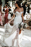 Fabulous Lace Sweetheart Sheath Beach Wedding Dresses With Slit, SW307