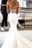 Find Soft Satin Boho Mermaid Spaghetti Straps Lace V Neck Beach Wedding Dresses, SW317 at simidress.com