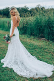 Gorgeous Lace Ivory Mermaid Sweetheart Wedding Dresses with Sweep Train, SW319