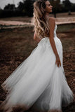 Find Elegant White Tulle Lace Spaghetti Straps 3D Flower Wedding Dresses, SW324 at www.simidress.com with the best price
