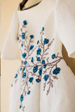 Details of Elegant Wedding Dress, Half Sleeve Bateau Embroidery Romantic Bridal Gown, SW330
