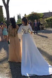 Find Elegant Wedding Dress, Half Sleeve Bateau Embroidery Romantic Bridal Gown, SW330 at www.simidress.com