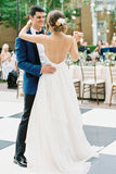 www.simidress.com supply Ivory A-line Backless V-Neck Spaghetti Straps Wedding Dresses Bridal Dress, SW337