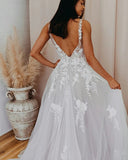 Cheap white lace appliques wedding dresses on line - Simidress