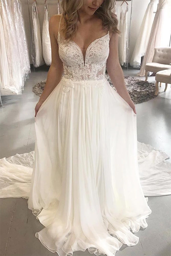 Beautiful Lace Chiffon A-line Sweetheart Beach Wedding Dresses, SW361 | Weddings | wedding dresses | bridal gowns | wedding gowns | wedding 2020 | lace wedding dresses | white wedding dresses | Ivory wedding dresses | mermaid wedding dresses | wedding dresses cheap | wedding party dresses | boho wedding dresses | simple wedding dresses | wedding dresses near me | wedding ideas | beach wedding dresses | wedding dresses online | Simidress