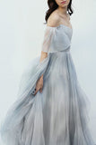 A-line Grey Blue Off-the-Shoulder Wedding Dresses, Prom Dresses, SW363 | Weddings | wedding dresses | bridal gowns | wedding gowns | wedding 2020 | lace wedding dresses | white wedding dresses | Ivory wedding dresses | mermaid wedding dresses | wedding dresses cheap | wedding party dresses | boho wedding dresses | simple wedding dresses | wedding dresses near me | wedding ideas | beach wedding dresses | wedding dresses online | Simidress