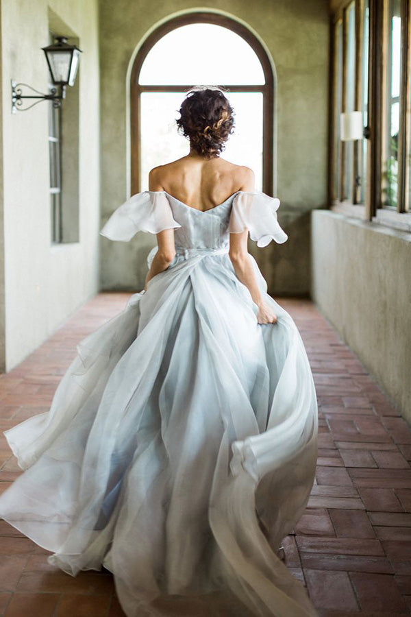 Unique Grey Blue Off-the-Shoulder Long Prom Dresses, Wedding Dresses, SW363 | Simidress Unique Grey Blue Off-the-Shoulder Long Prom Dresses, Wedding Dresses, SW363 | Simidress