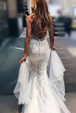 Affordable Ivory Tulle Lace Mermaid V-neck Wedding Dresses, SW375 | wedding dresses | bridal gowns | mermaid wedding dresses | cheap wedding dresses | lace wedding dresses | wedding gowns | wedding dresses online | wedding dresses near me | Simidress