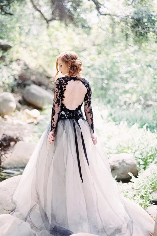 Black Lace Long Sleeves Wedding Dress, Bridal Gowns, SW367 | Simidress Black Lace Long Sleeves Wedding Dress, Bridal Gowns, SW367 | Simidress