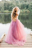 Rustic Mauve Tulle Lace Long Sleeves See Through Wedding Dresses, SW385 | mauve wedding dresses | cheap wedding dresses | weddings | bridal gowns | Simidress.com