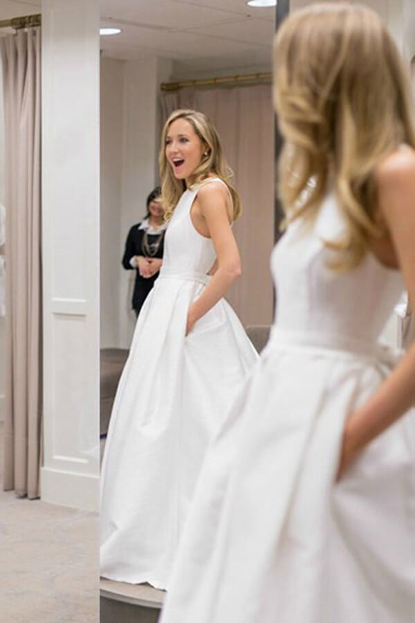 Open Back Criss-Cross Wedding Dresses with Pockets, SW396 | Simidress Open Back Criss-Cross Wedding Dresses with Pockets, SW396 | Simidress