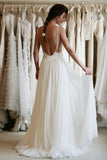 Simple A-Line Open Back Wedding Dress