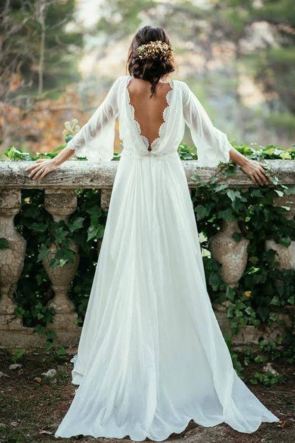 Fabulous Cheap White Beach Wedding Dress, Long Wedding Gown,SW58