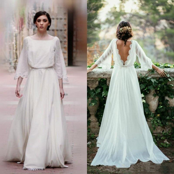 Fabulous Cheap White Beach Wedding Dress, Long Wedding Gown,SW58