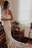 Lace Mermaid Princess Backless Wedding Gowns,Romantic Beach Wedding Dresses,SW61